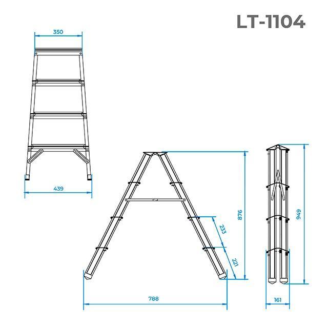 Стремянка двухсторонняя Intertool - 880 мм x 4 ступени - фото 7 - id-p1977110249