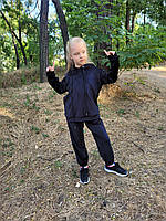 Тёплый детский костюм велюровый на флисе худи и штаны на девочку на рост 128 134 140 146 Черный, 128