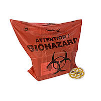 Пакети для утилізації та збору медичних відходів 40 л, 76 мкм, рулон 25 шт, червоний Sanpreis, фото 5