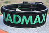 Пояс для важкої атлетики MadMax MFB-301 Suede Single Prong шкіряний Black/Green L, фото 4