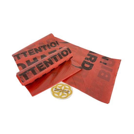 Утилізаційний пакет для медичних відходів 60 л, 75 мкм, рулон 10 шт, червоний Sanpreis, фото 1