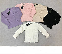 Кофта в рубчик для дівчинки з воланами на грудях і рукавах