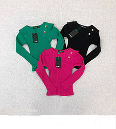 Кофта в рубчик на дівчинку з воланами на плечах у розмірах 80-92