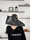 Уги жіночі UGG Neumel Black чорні шкіряні короткі на шнурках на хутрі овчина стильні модні, фото 2