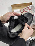 Уги жіночі UGG Neumel Black чорні шкіряні короткі на шнурках на хутрі овчина стильні модні, фото 9