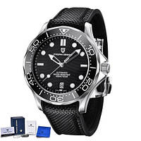 Гибридные (Кварц + механический хронограф) часы с сапфировым стеклом Pagani Design PD-1685 Silver-Black