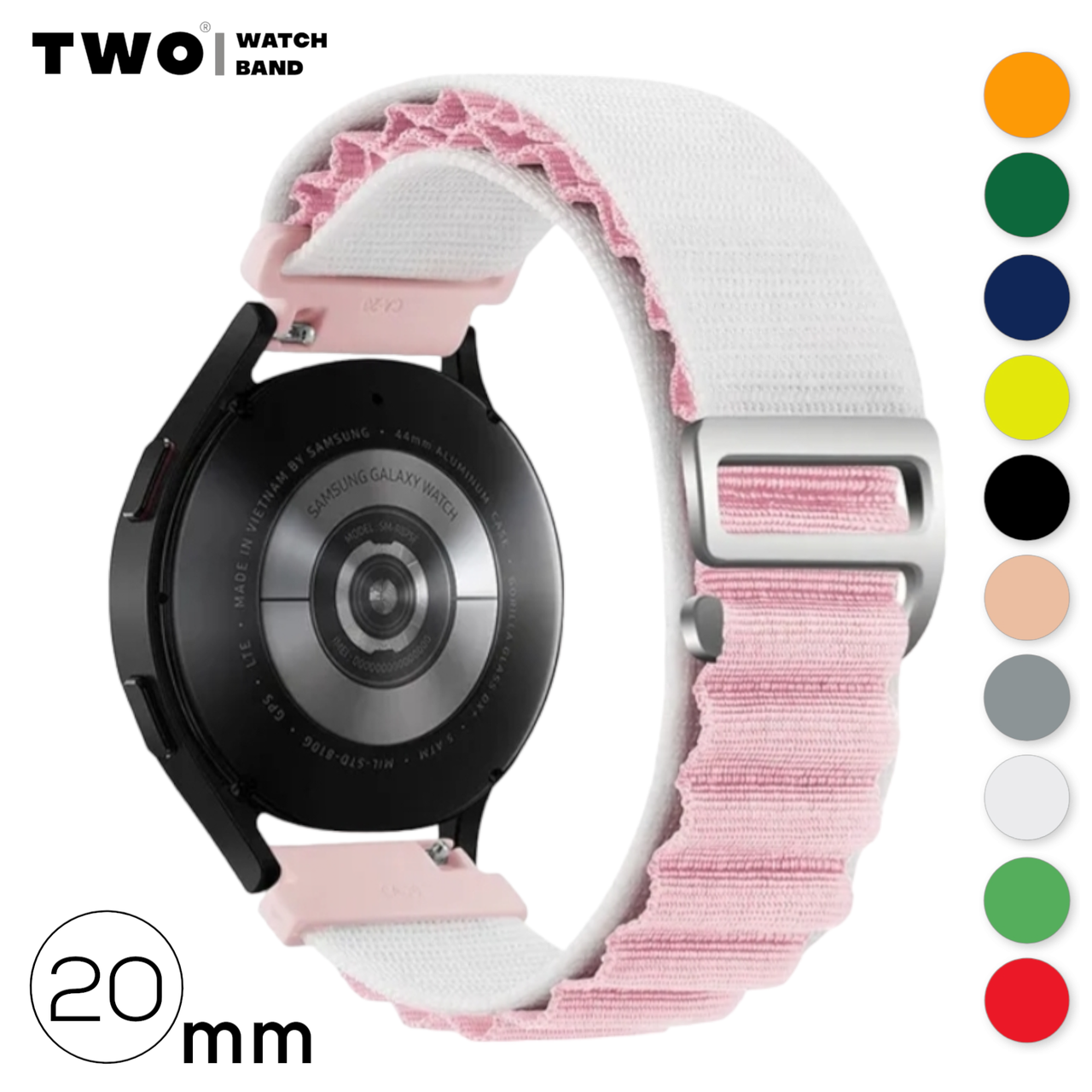 Ремінець Alpine loop для Samsung 20 мм Рожевий з білим