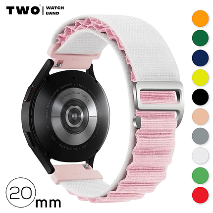 Ремінець Alpine loop для Samsung 20 мм Рожевий з білим, фото 1