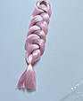 Канекалоновая коса рівна однотоная - світло-рожевий 60см в косі. Термостійкий. А16, фото 5