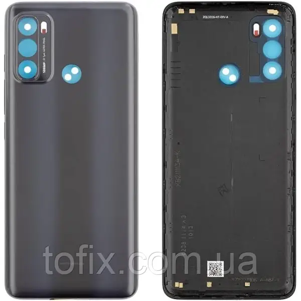 Задня панель корпусу (кришка акумулятора) Motorola G60 зі склом камери, оригінал, Moonless Black