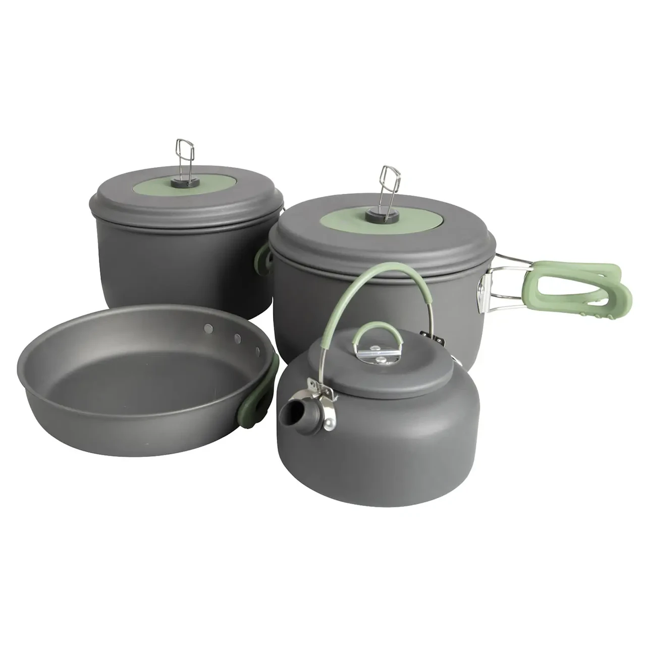 Набір туристичного посуду Bo-Camp Explorer XL 4 Pieces Hard Anodized (Grey/Green)