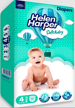 Підгузники дитячі Helen Harper Soft&Dry 4 Maxi (7-18 кг) 62 шт