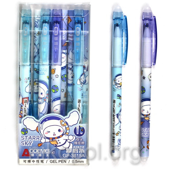 Ручка пиши-стирай GP-3815A "Космічна подорож", синя