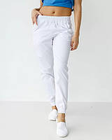 Жіночі медичні штани внизу на резинці білі (розмір 40-56)
