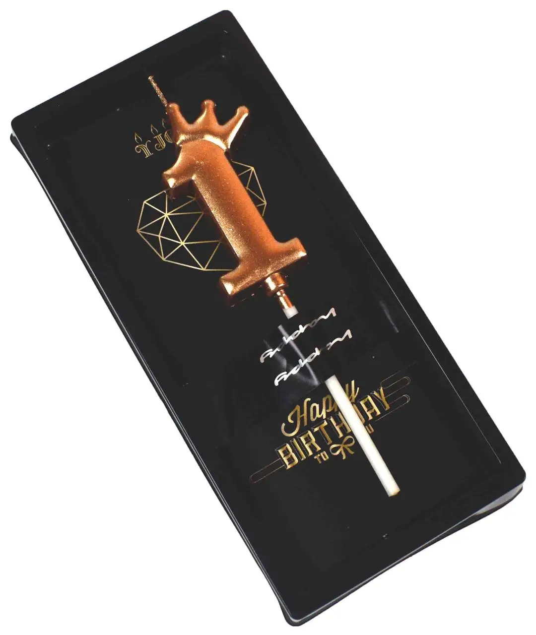 Свічка для торта цифра "1" Корона колір бронза