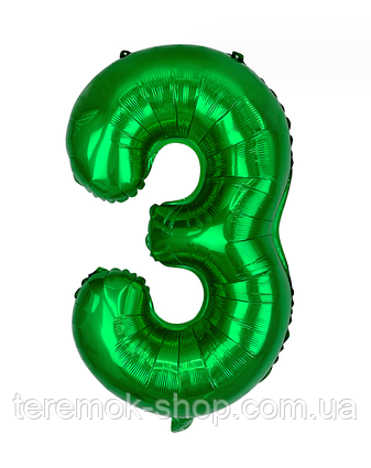Куля цифра 3 фольгована зелена 70 см