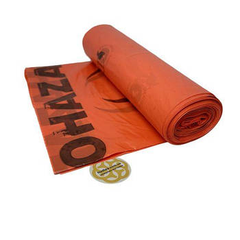 Пакети для медичних відходів 90 л, 75 мкм, рулон 10 шт, червоний Sanpreis