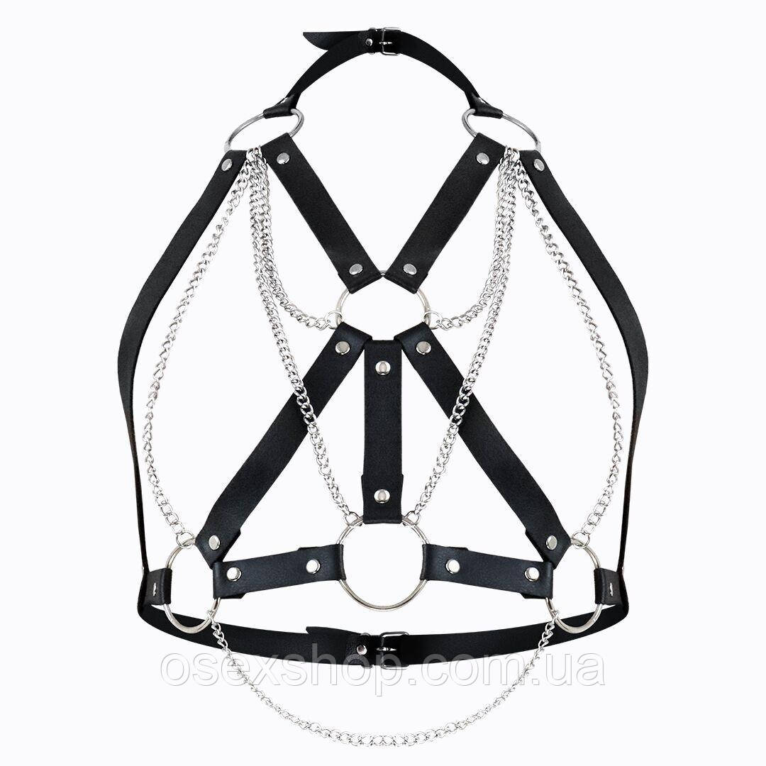 Жіноча портупея Art of Sex — Aiden Leather harness, Чорний L-2XL