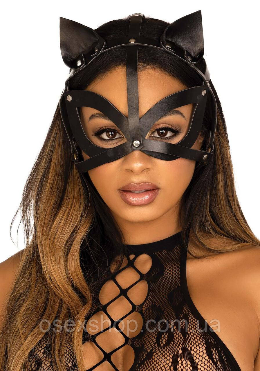 Leg Avenue Vegan leather studded catmask Black