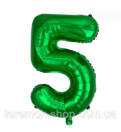 Куля цифра 5 фольгована зелена 70 см