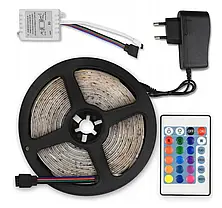 Світлодіодна стрічка LED 3528 RGB 5 м з пультом і блоком живлення | LED підсвітка | RGB стрічка, фото 3