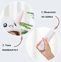 Світна шапка БІЛА Pikachu toys soft toys with led з рухають вушками | Шапка з вухами | Зверошапка, фото 3