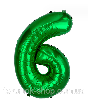 Куля цифра 6 фольгована зелена 70 см