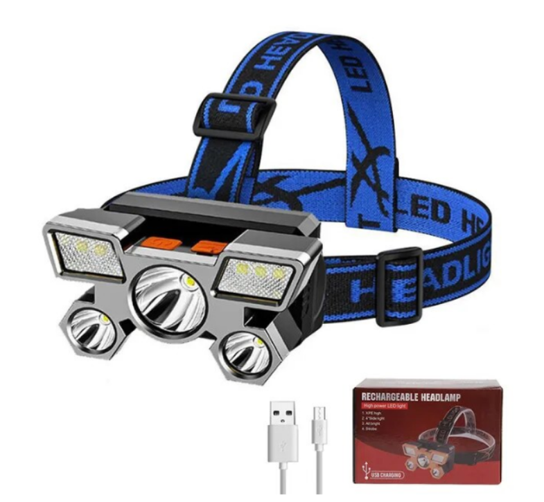 Налобний LED ліхтар, XY-501, на акумуляторі, 5 ламп