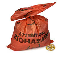 Пакети для медичних утилізованих відходів 110 л, 75 мкм, рулон 10 шт, червоний Sanpreis, фото 3