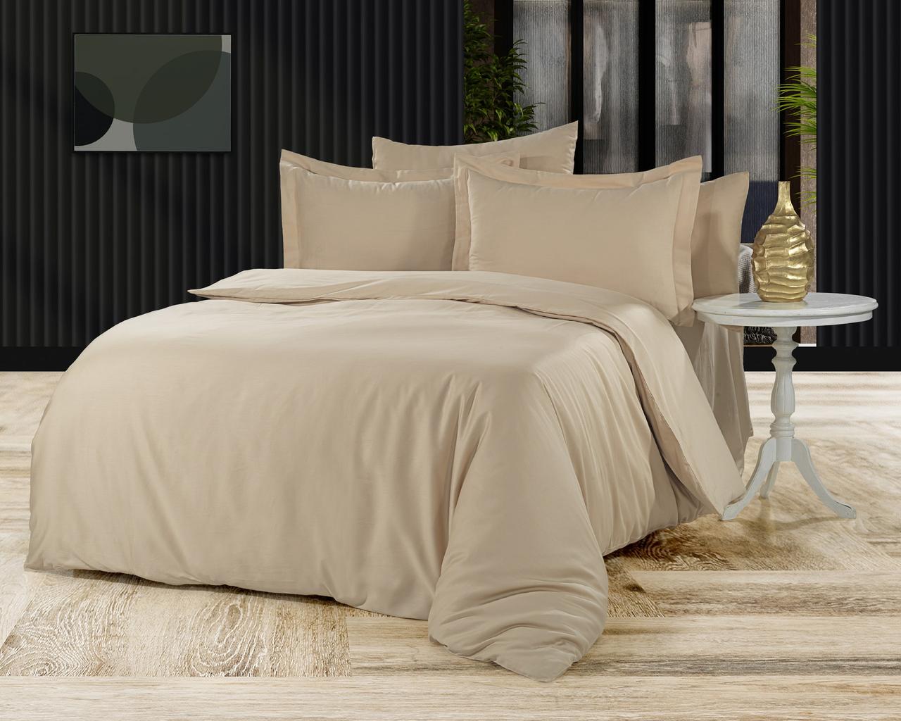Турецьке Постільне Бельє Cotton Area Satin Helin Beige 200х220см