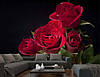 3D Фото шпалери "Яскраві троянди на чорному фоні" - Будь-який розмір! Читаємо опис!, фото 4