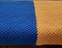Плюшевий плед ручної роботи із пряжі Alize Puffy 220*240 см Жовто-блакитний VanPolik