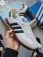Белые кроссовки мужские Adidas Samba, кеды мужские Адидас Самба, повседневные кожаные кроссовки весна - осень