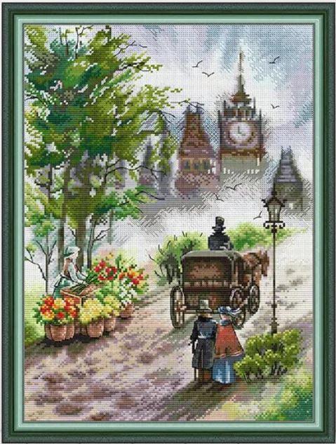 Набір для вишивання за нанесеною на канву схемою "Erly Morning in the Countrycide". AIDA 14CT printed 34*44 см