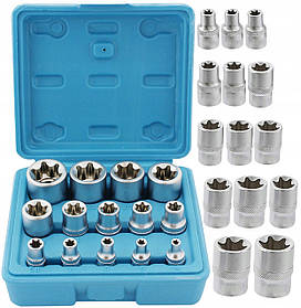 Набір торцевих головок CrV 1/2", 3/8", 1/4" E-TORX 14 од. G13566