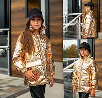 Детская куртка курточка плащевка золотистая размер: 116-122,122-128,128-134,134-140, 140-146