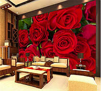 3D Фото обои "Бутоны ярких красных роз" - Любой размер! Читаем описание!