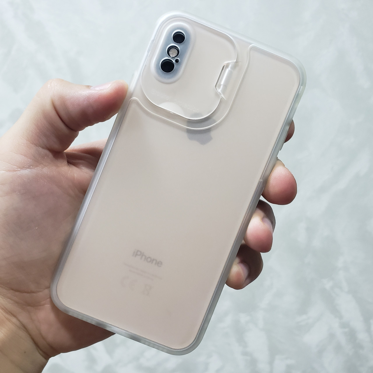 Матовий чохол із підставкою для iPhone Xs білий бампер протиударний захист камери
