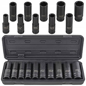 Набір ударних довгих шестигранних торцевих головок CR-MO 1/2" (10-24 мм) 10 шт. Vorfal V08119