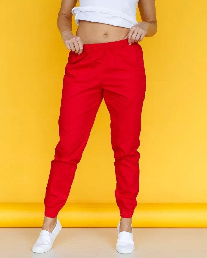 Червоні медичні жіночі брюки джогери (розмір 40-54)