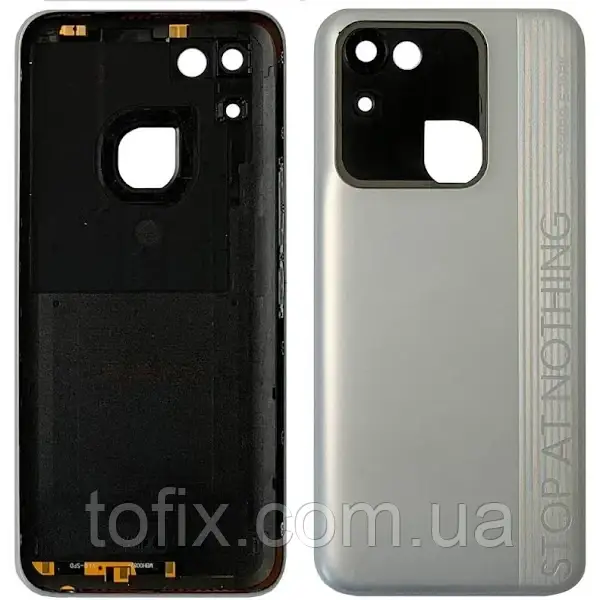 Задня панель корпусу (кришка акумулятора) Tecno Spark 8С (KG5k) зі склом камери, оригінал, Diamond Grey