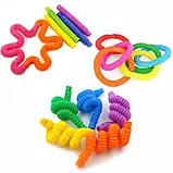 Розвиваючі сенсорні трубки Pop Tops, Іграшка антистрес, Дитяча сенсорна гофра, Дитяча сенсорна гофра, фото 8