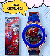 Дитячий наручний електронний годинник з підсвічуванням 2 в 1 Spider Man Light Watch Спайдермен (Людина павук) - червоний (NST)
