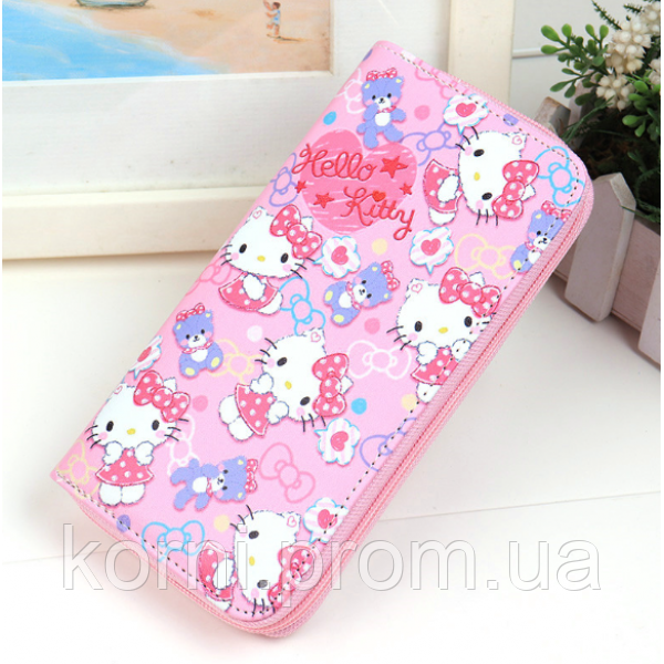 Гаманець гаманець прямокутний дитячий Хеллоу Кітті Hello Kitty подарунок дочці рожевий (NST)