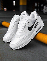 Мужские кроссовки Nike Air Max 90 white black essential Обувь Найк Аир Макс 90 белые c черным