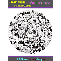 Набір чорно-білих наклейок наклейок багаторазових водовідштовхувальних аніме манга аніме 100 шт.
