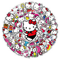 Наклейки многоразовые водоотталкивающие наклейки Hello Kitty, куроми аниме -50шт Хелло Китти стикербомбинг