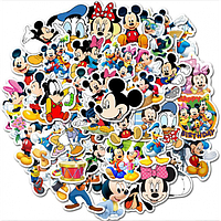 Набор наклеек многоразовых водоотталкивающих виниловых Mickey Mouse Микки Маус самоклеящиеся50 шт
