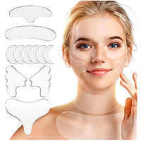 Многоразовые силиконовые лифтинг патчи тейпы для лица, шеи и декольте набор из 11 шт.(MM)
