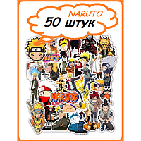 Наклейки многоразовые водоотталкивающие стикеры Naruto Anime/ Наруто Аниме -50шт стикербомбинг (MM)